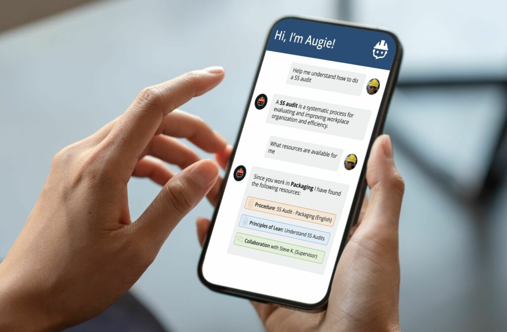 Augie, der GenAI-Assistent von Augmentir, unterstützt Industriearbeitskräfte bei ihrer Arbeit