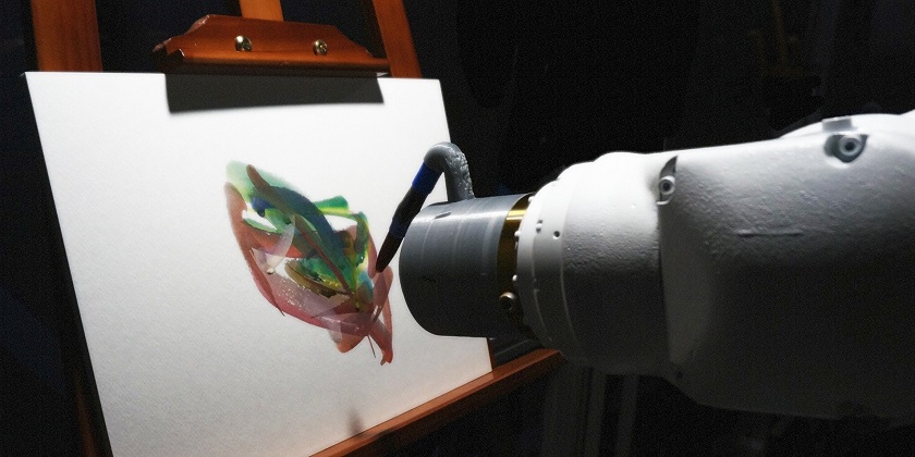 Beim AI Panting Project agiert ein Robotersystem als Maler und 
fertigt kreative Gemälde nach konzeptionellen Vorgaben an.